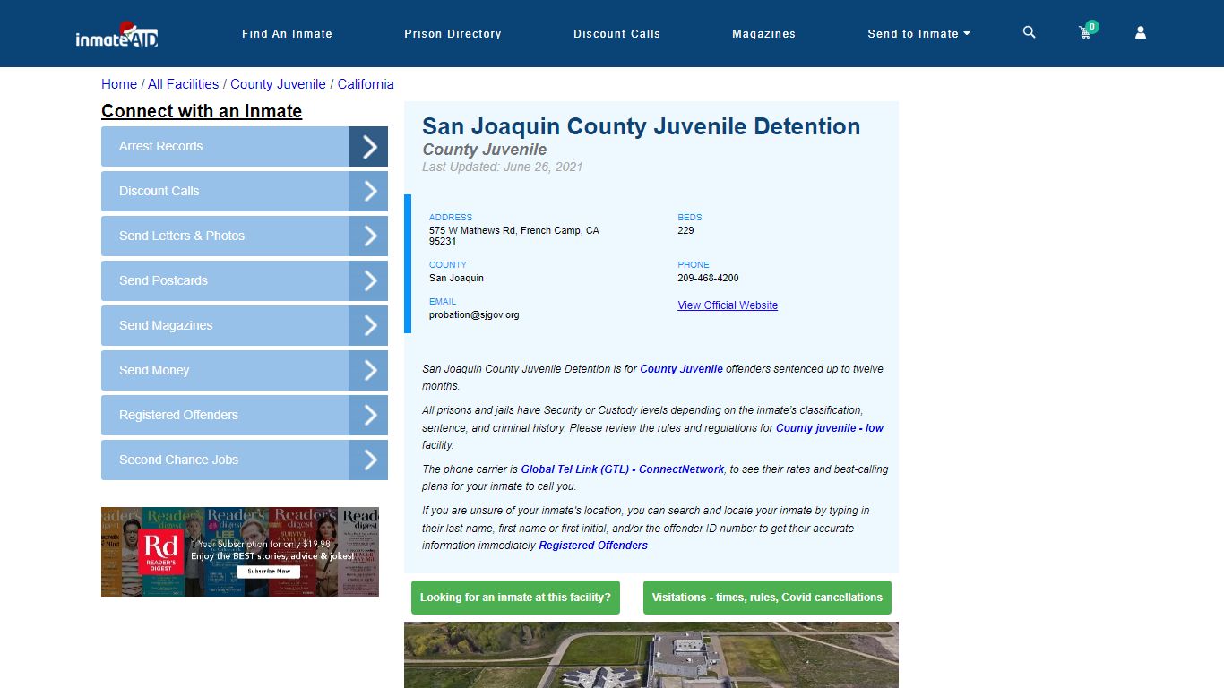 San Joaquin County Juvenile Hall & Inmate Search - French Camp, CA