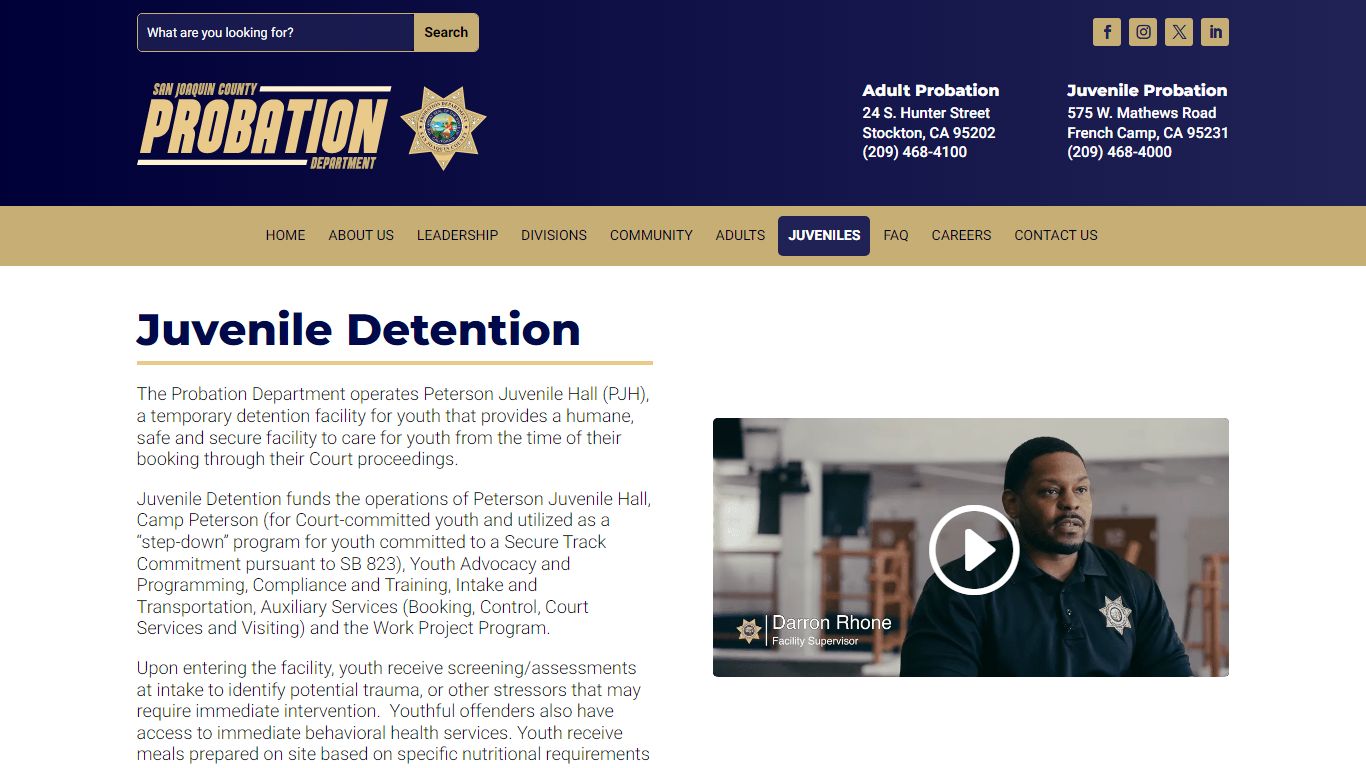 Juvenile Detention | San Joaquin County Probation Department